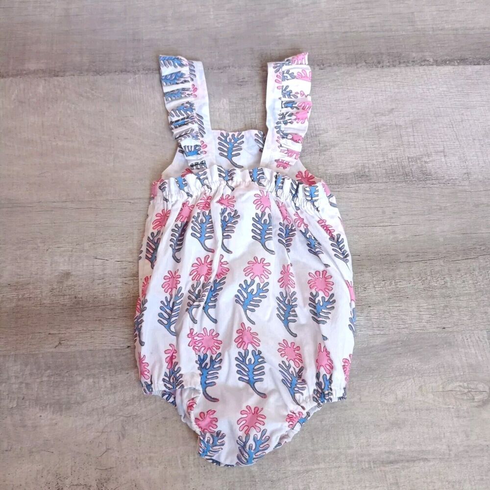 New OLIPHANT Little Girls' Baby Ruffle Bubble Romper Baby Size 6-12 M White - Picture 3 of 8